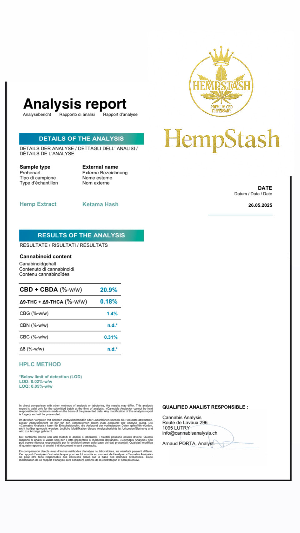 KETAMA HASH-CBD21%-THC0.2%-Indoor-Hybrid HempStash