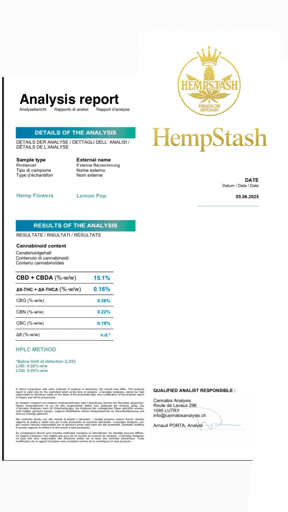 Lemon pop-15%CBD-THC0.2%-GreenHouse-HempTea HempStash