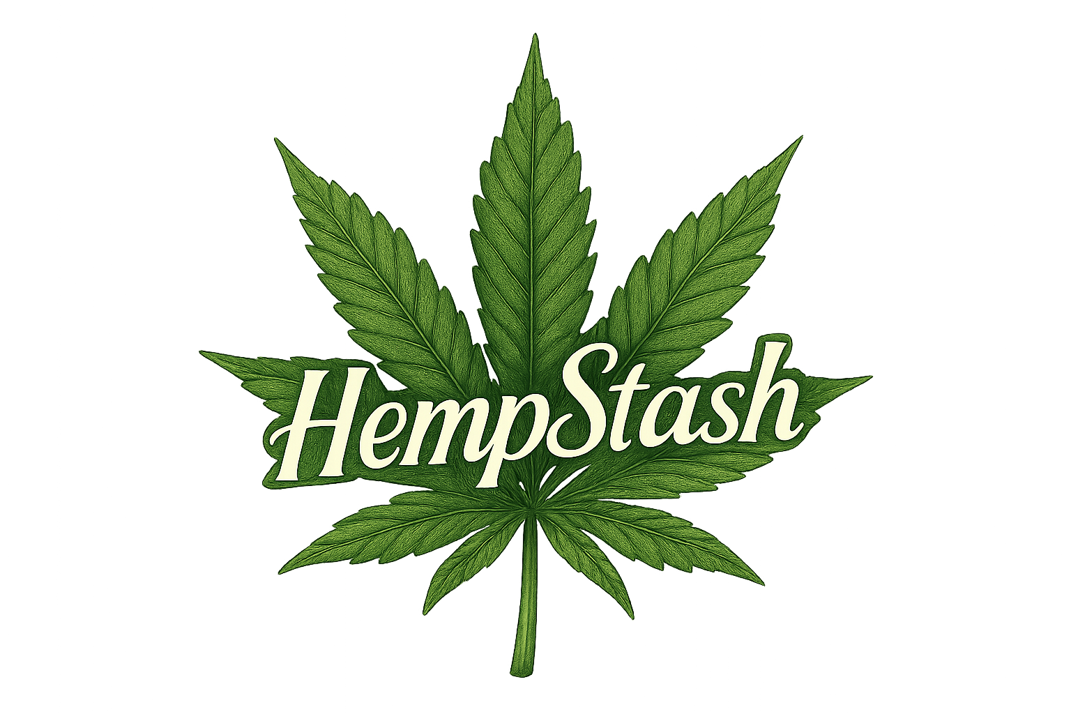 Create me a hemp leaf with hempstash on it 
