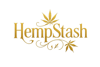 Give me a black hempstash logo gold writing make it very detailed 